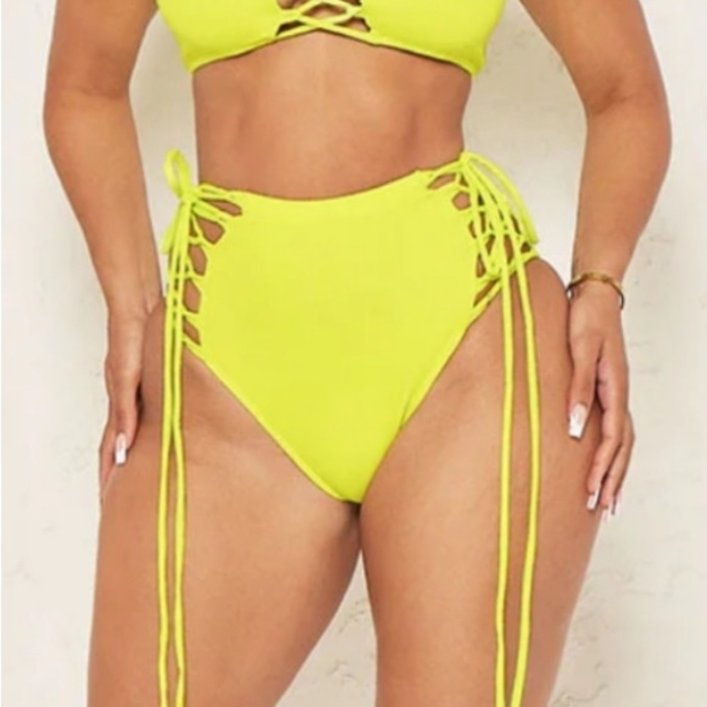 Icon Swim Laced Neon Yellow Bikini Bottoms